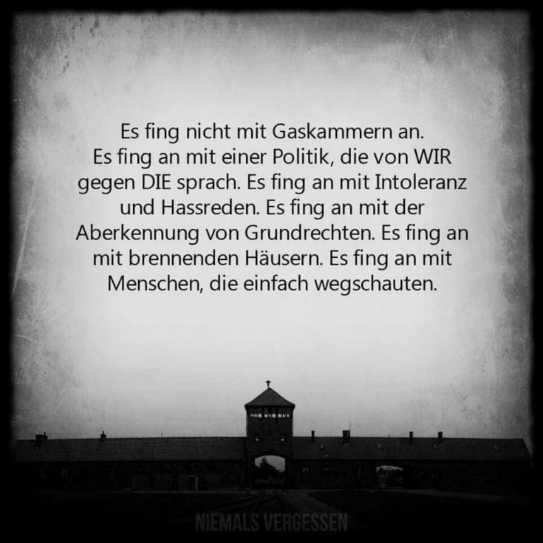 Nie wieder: Erinnerung daran, wie Ausgrenzung, Hass und der Entzug von Grundrechten beginnen